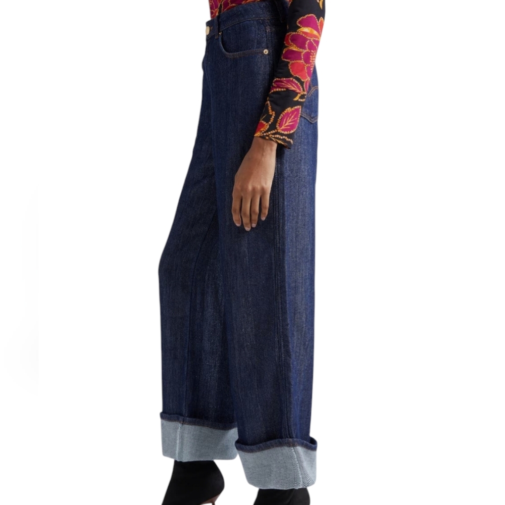 Farm Rio Denim Shine High Waist Cuffed Wide Leg Jeans...Size 28 - Picture 3 of 13